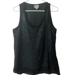 Pretty Rebellious Womens Sleeveless Embellished Tank Sz S
